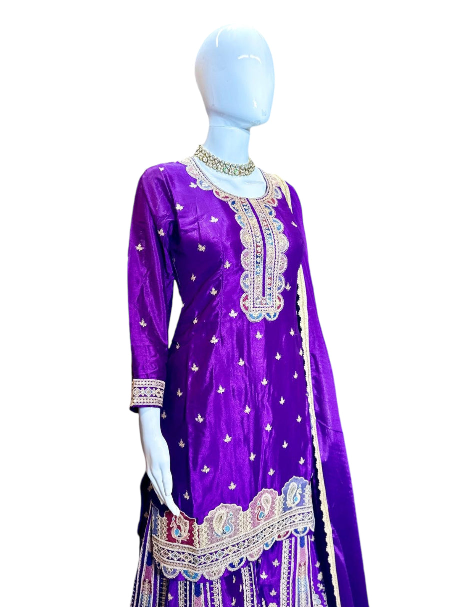 Resham Work and Zari Work Sharara Suit