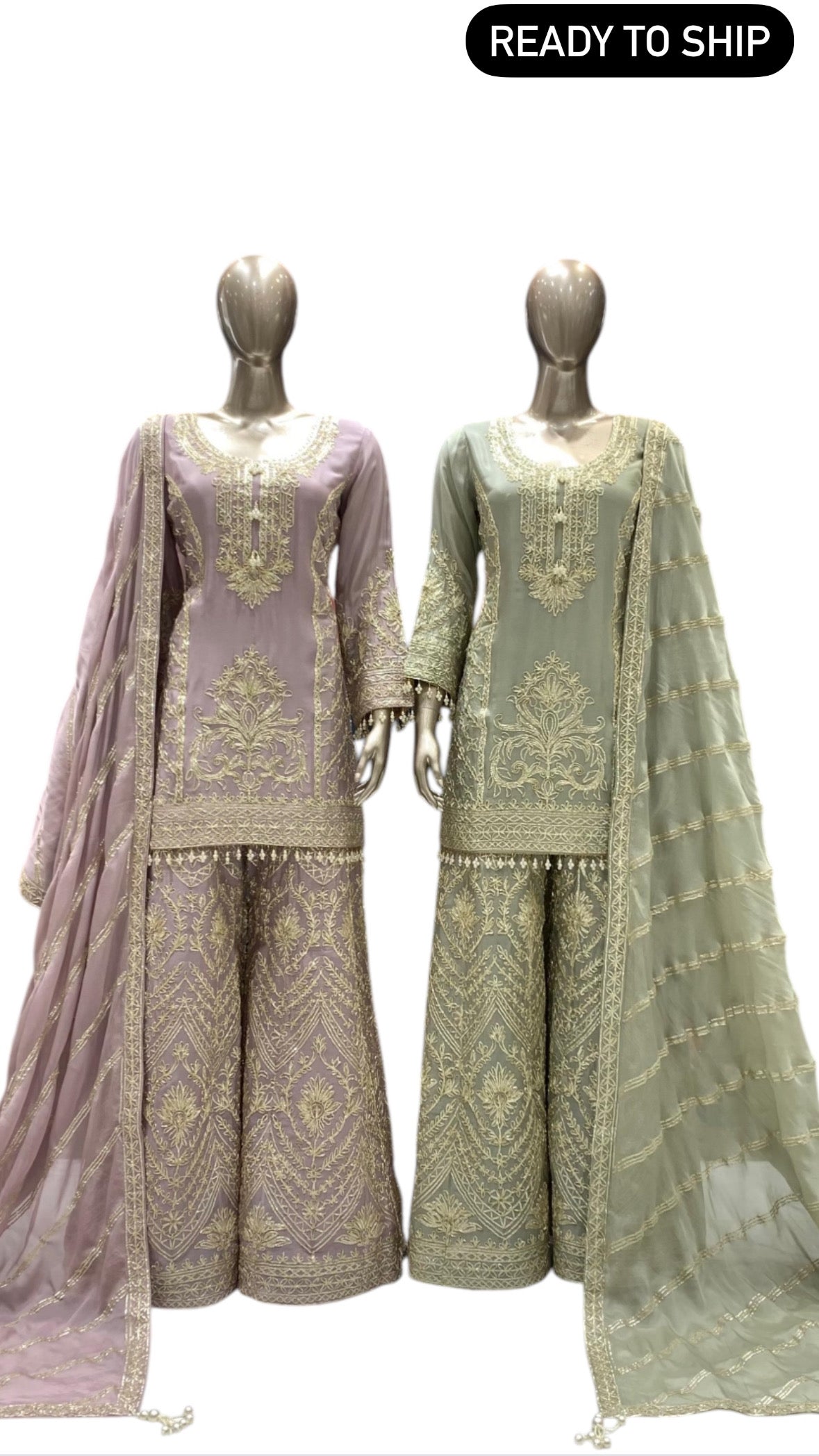 Designer Handwork Pastel Sharara Suit