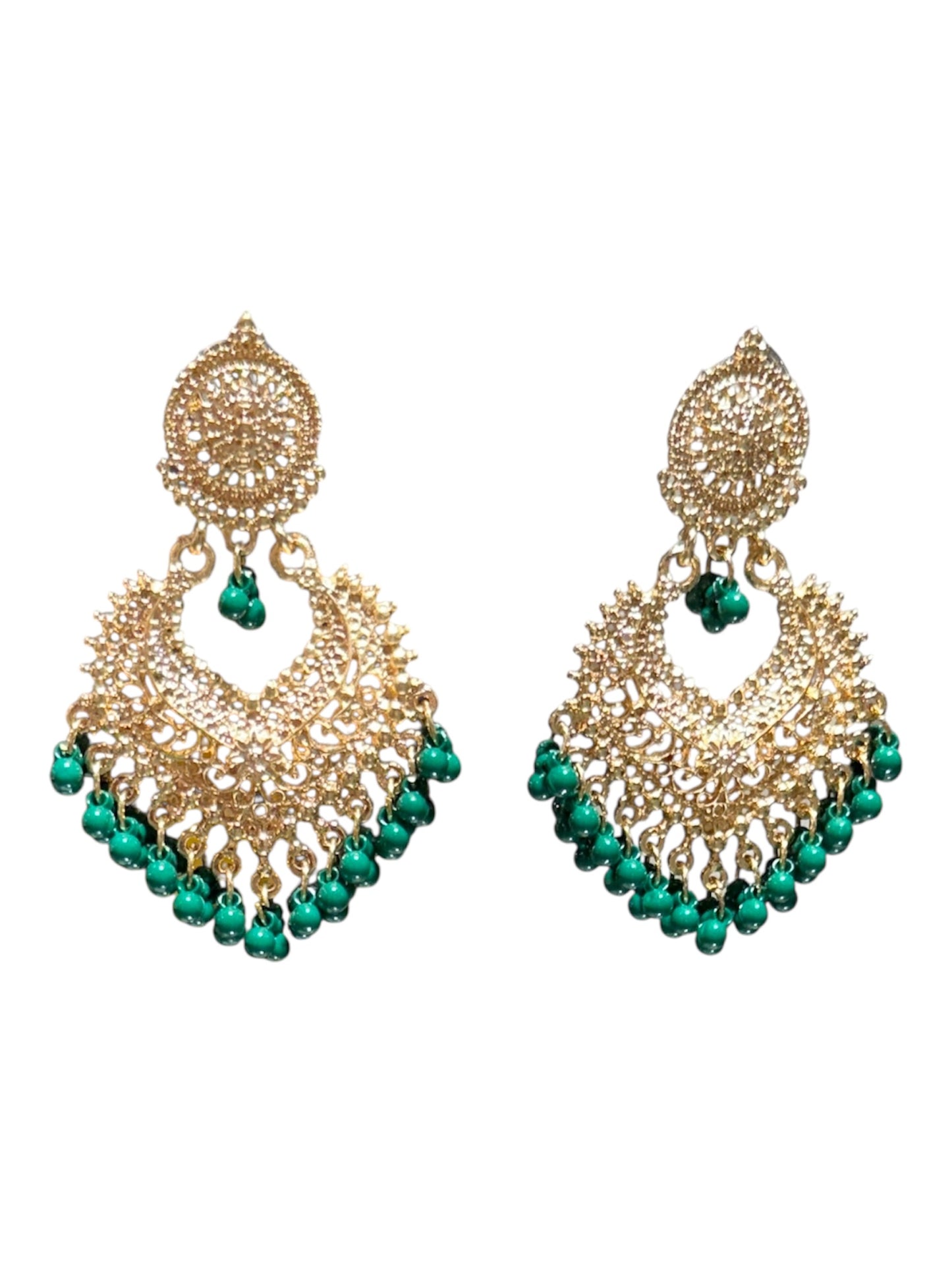 Gold & Green Pearl Earrings