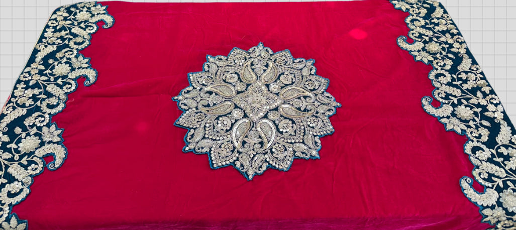 Beautiful Hot Pink Velvet Odhana