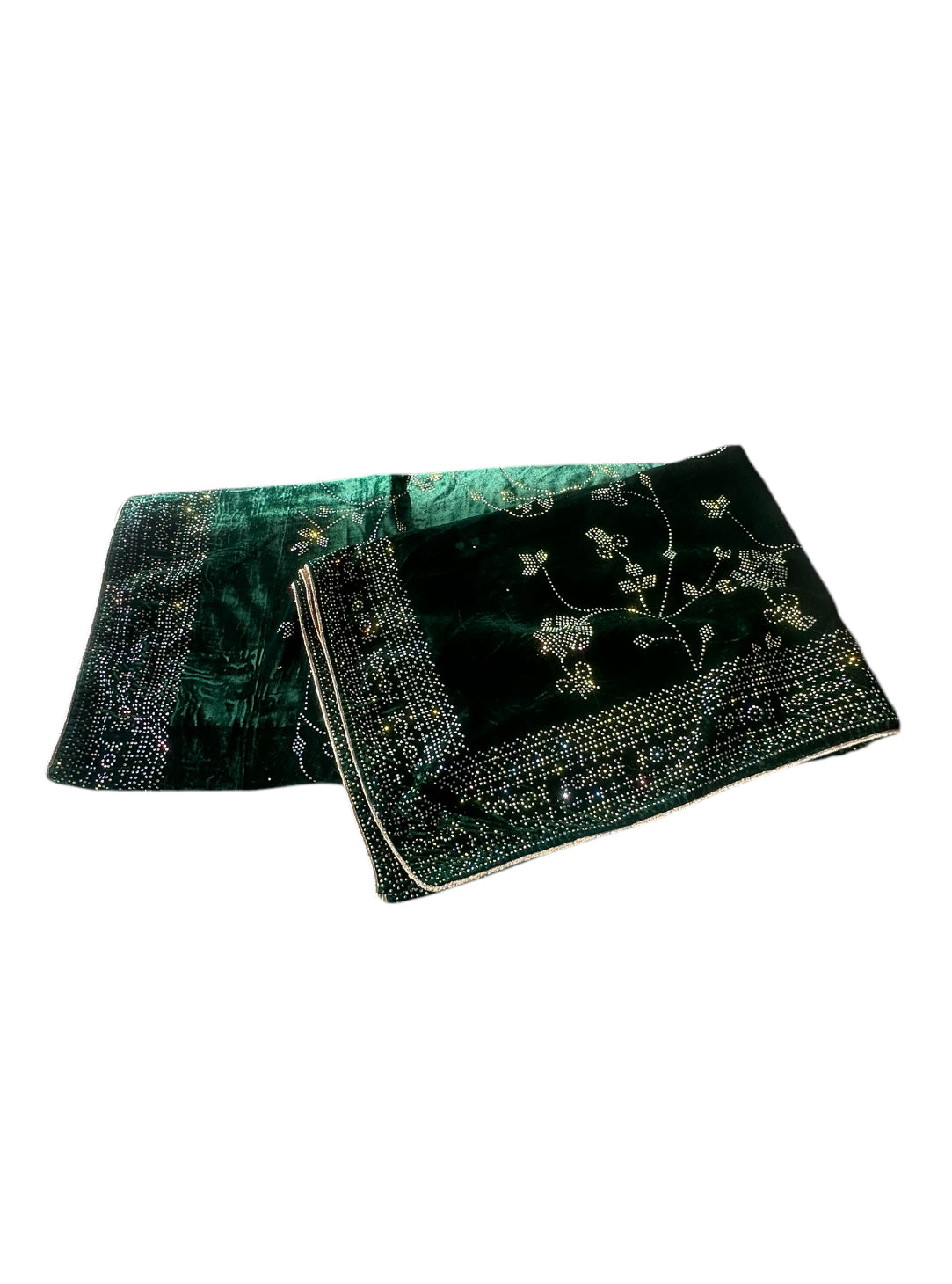 Green Swarovski Work Velvet Shawl