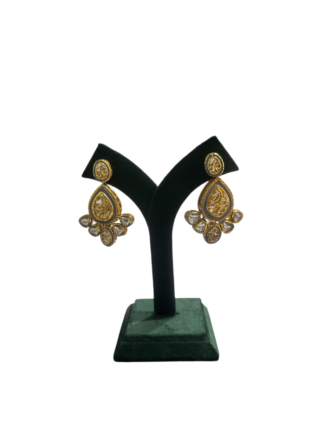 Grey Kundan Earrings