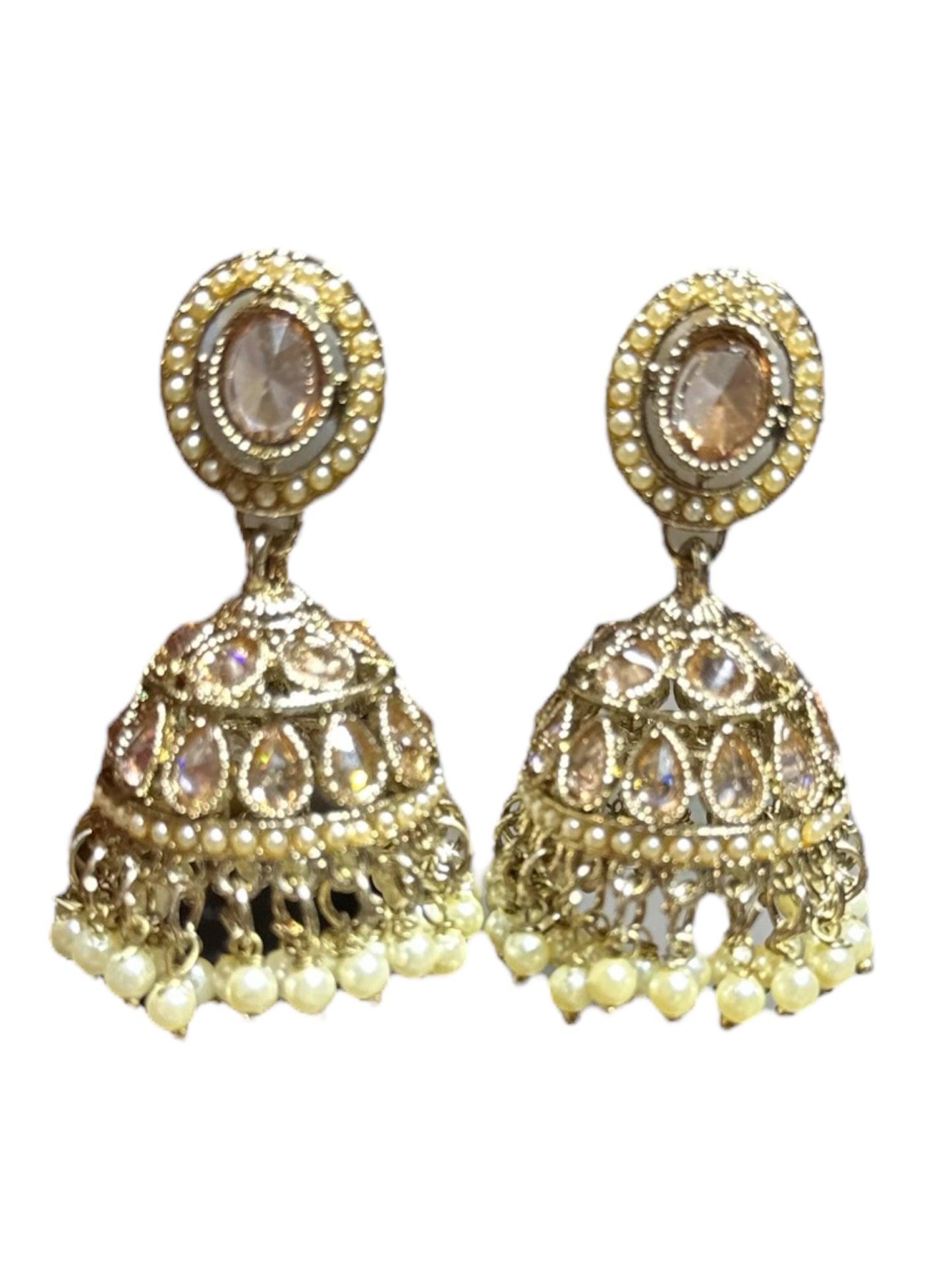 Gold Bead Jhumkas