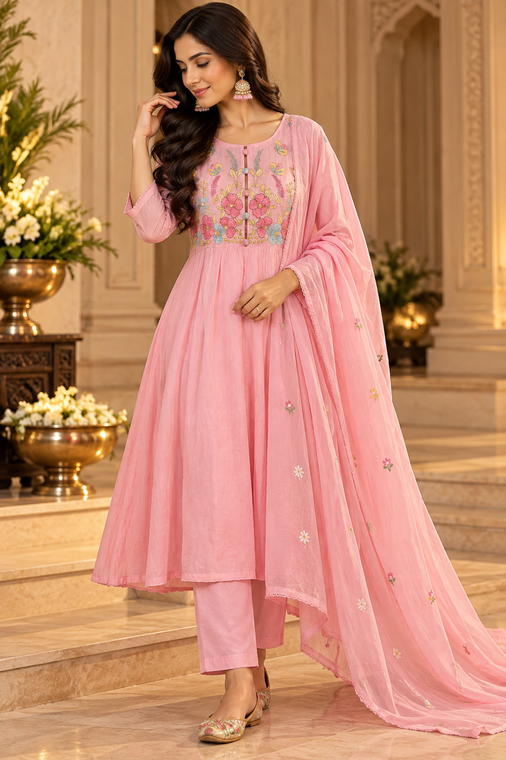 Pink Anarkali Set