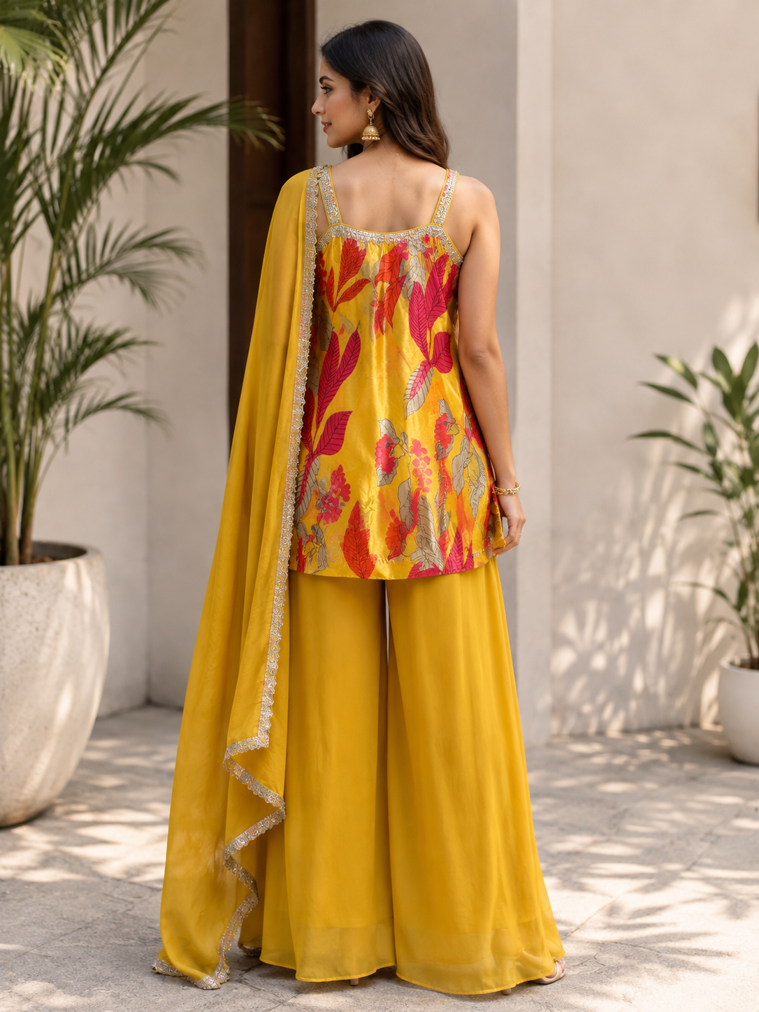 Yellow Floral Plazo Suit
