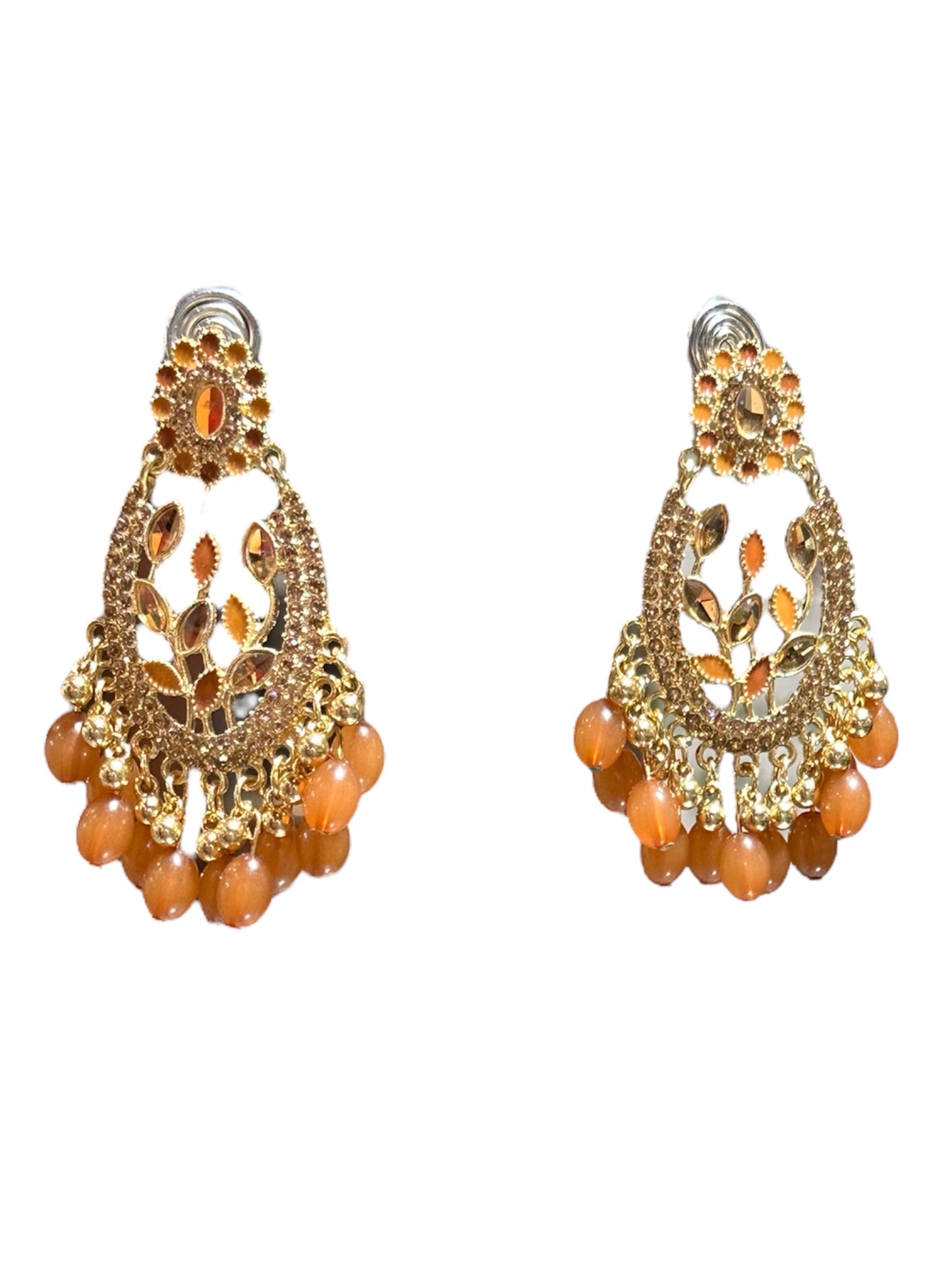 Gold & Orange Pearl Earrings