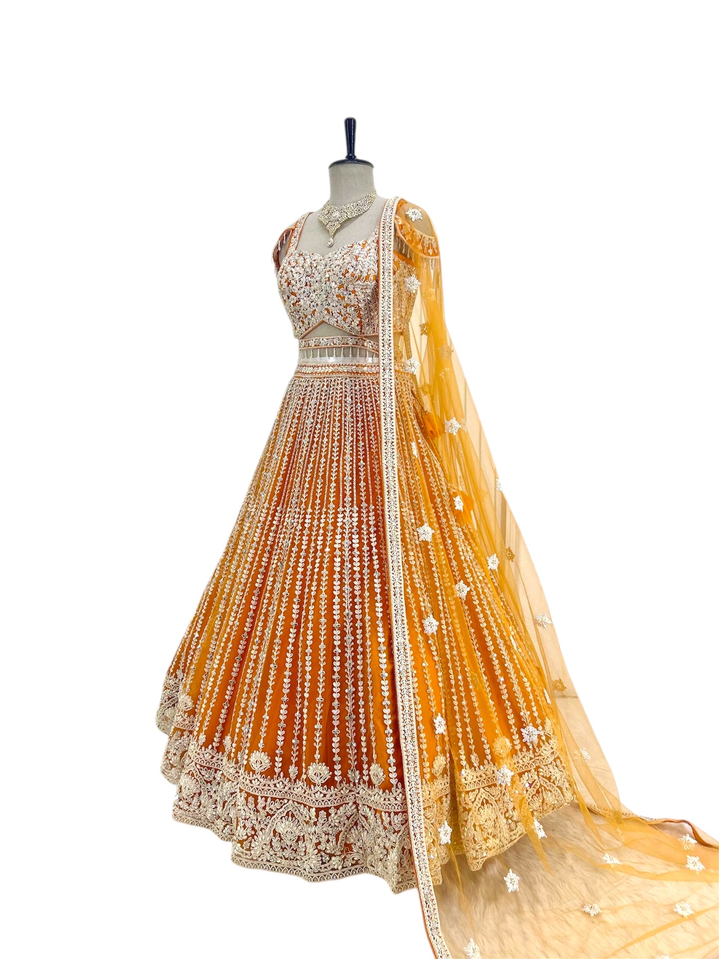 Orange Handwork Lehenga Set