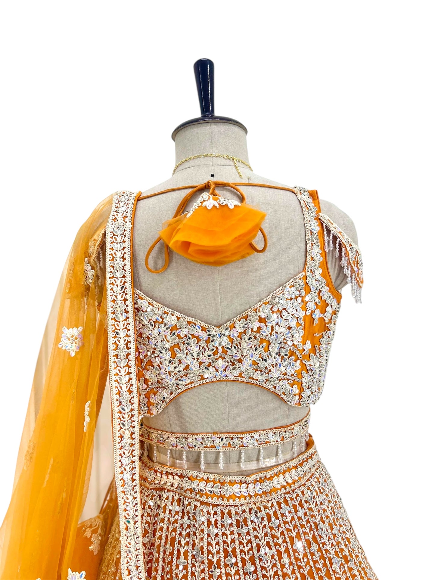 Orange Handwork Lehenga Set