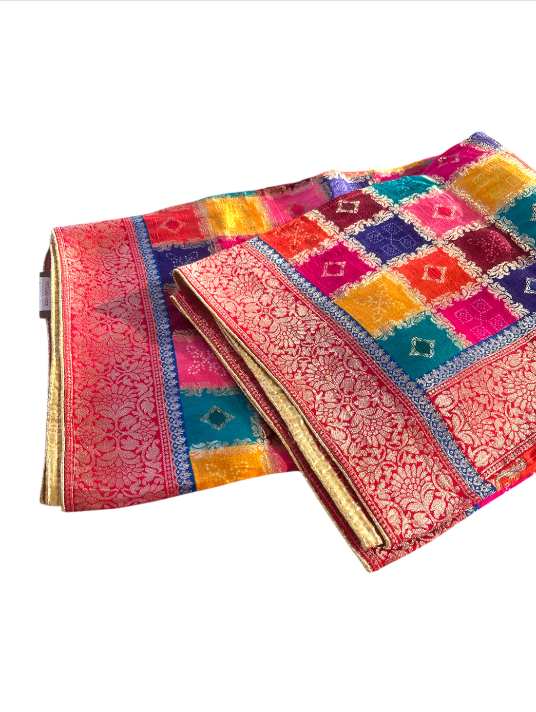 Multi Color Block Print Banarsi Dupatta
