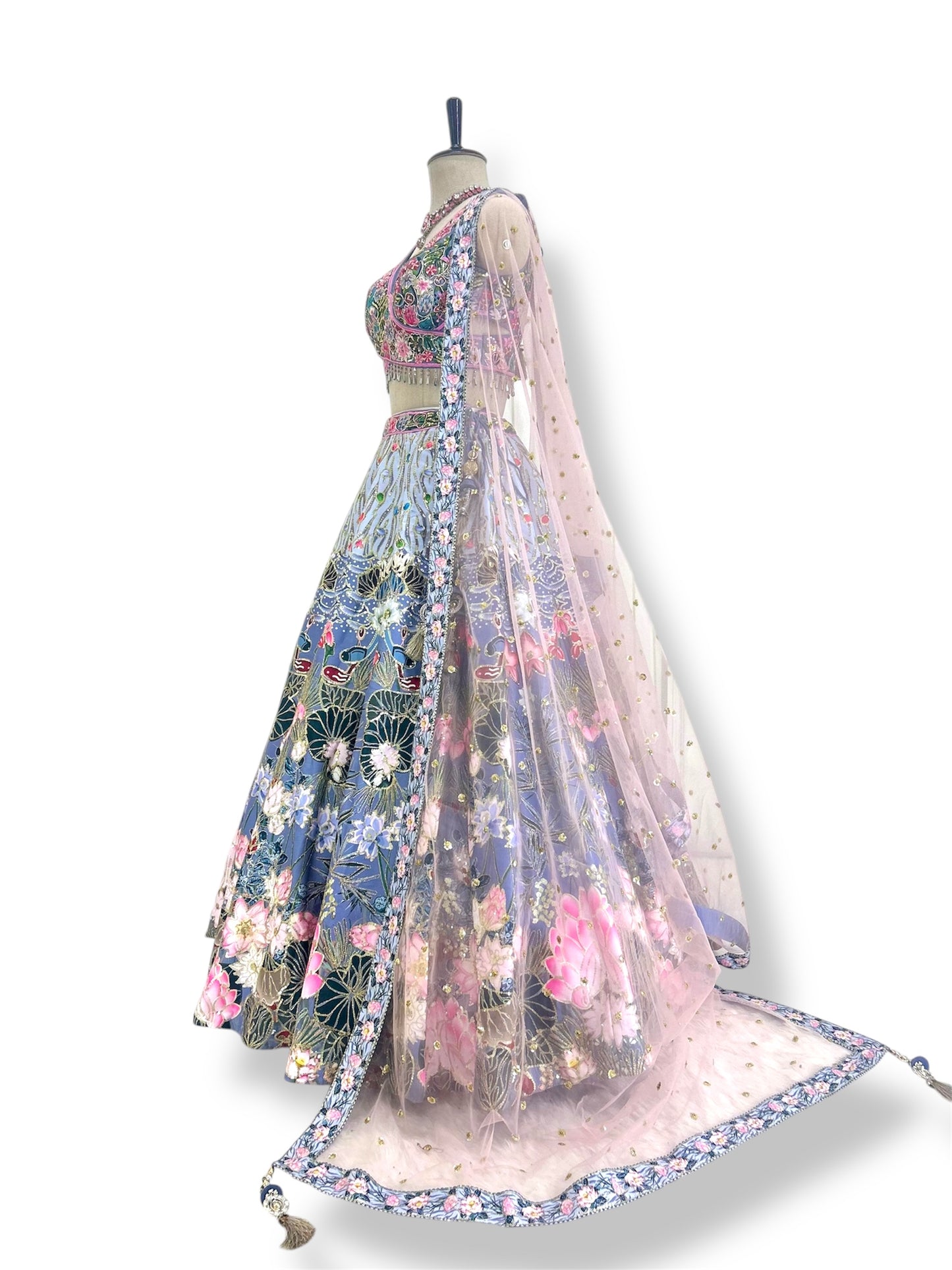 Floral Lehenga Choli with Multi Colored Embroidery