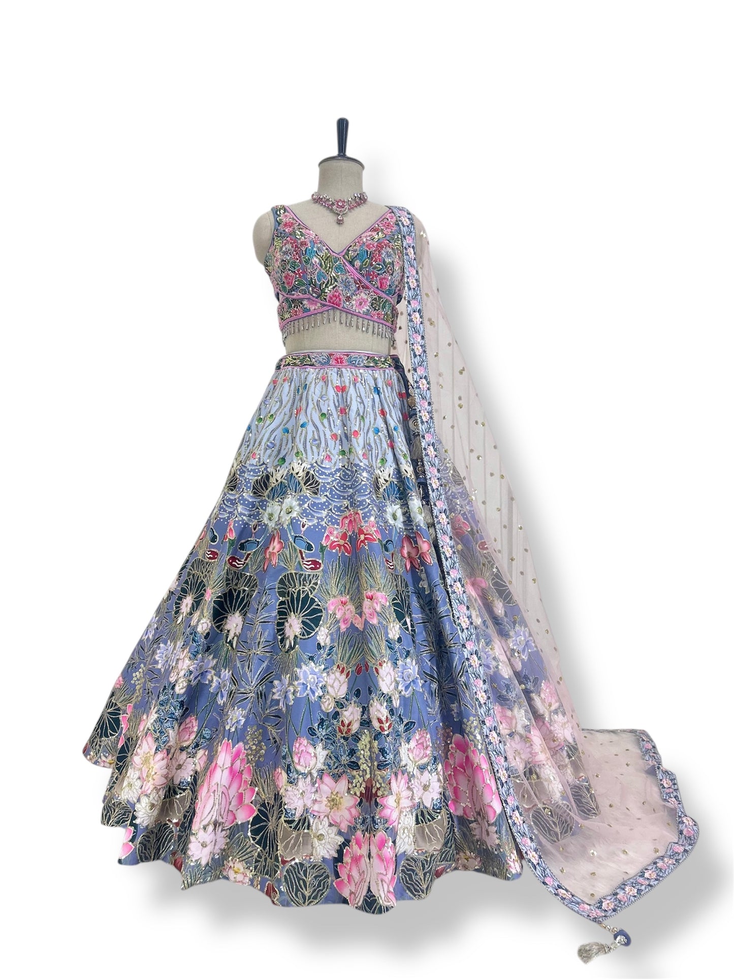 Floral Lehenga Choli with Multi Colored Embroidery