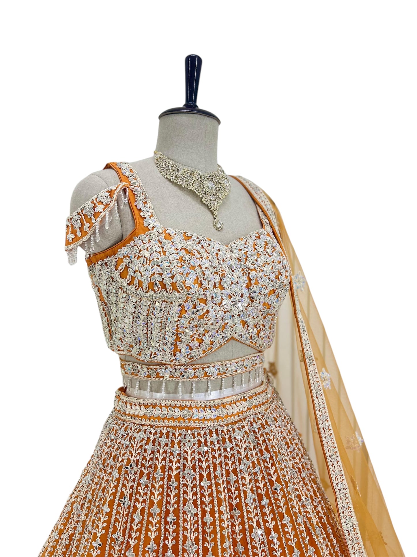 Orange Handwork Lehenga Set