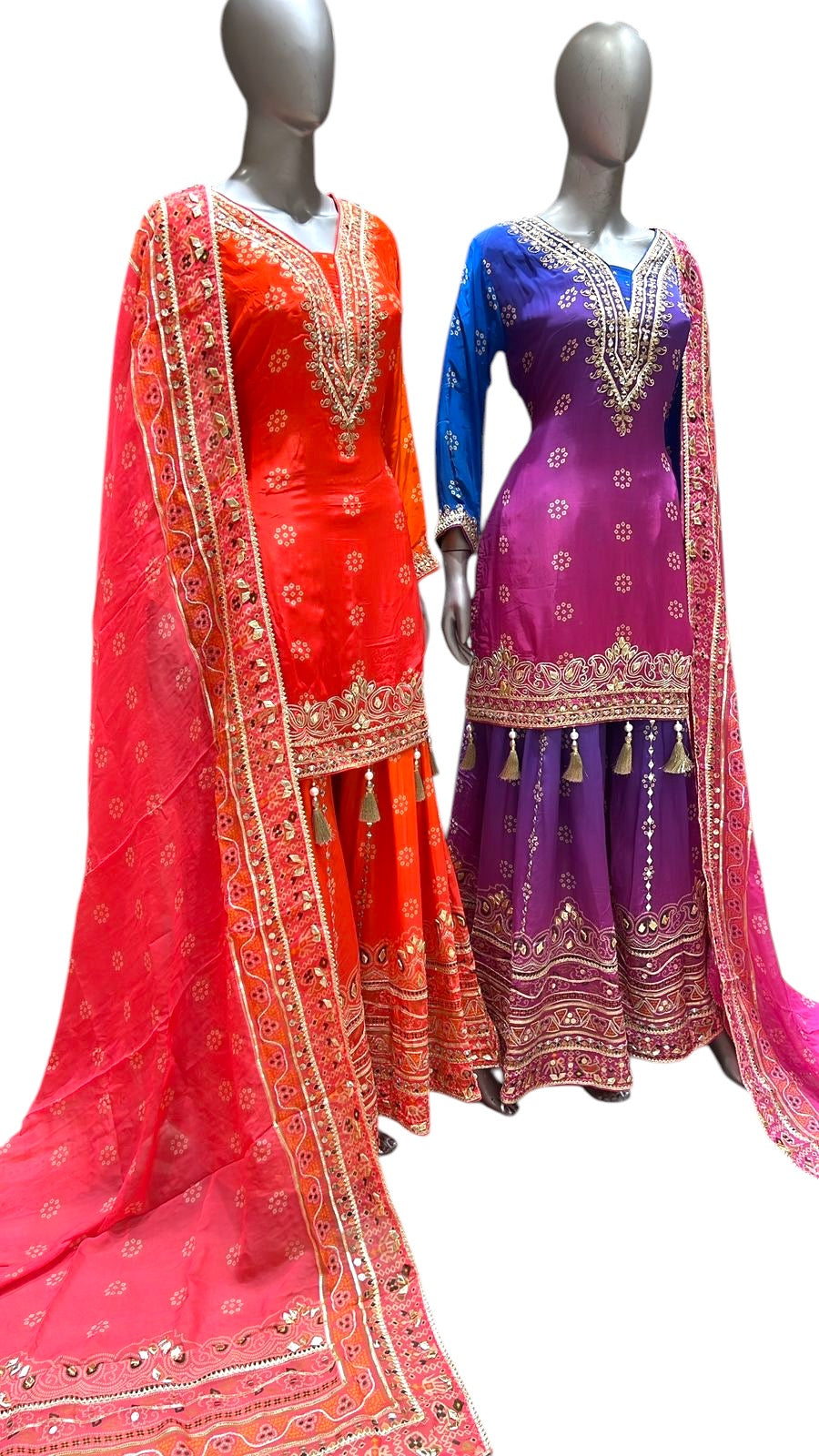 Designer Handwork Ombre Sharara Suit