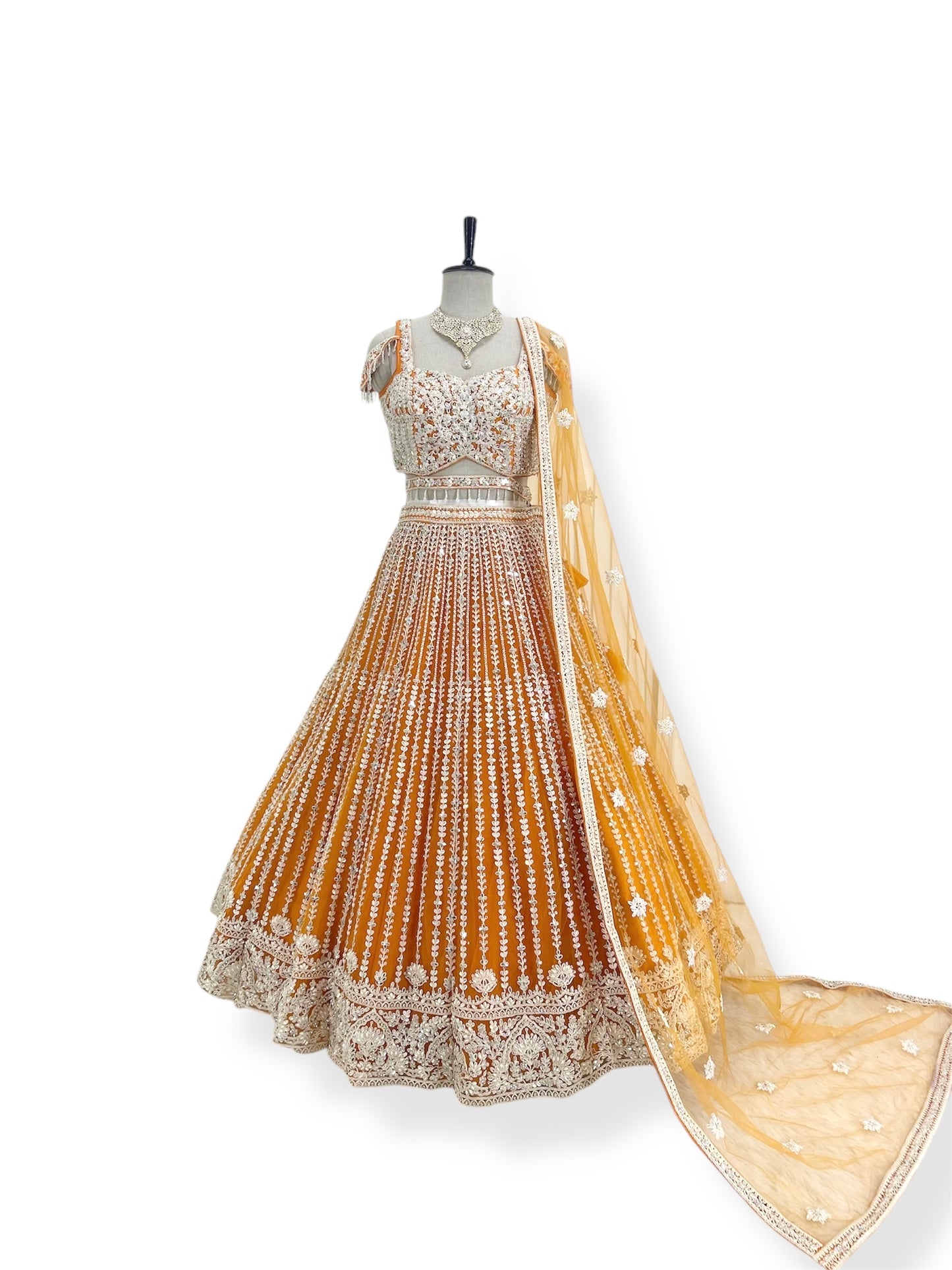 Orange Handwork Lehenga Set
