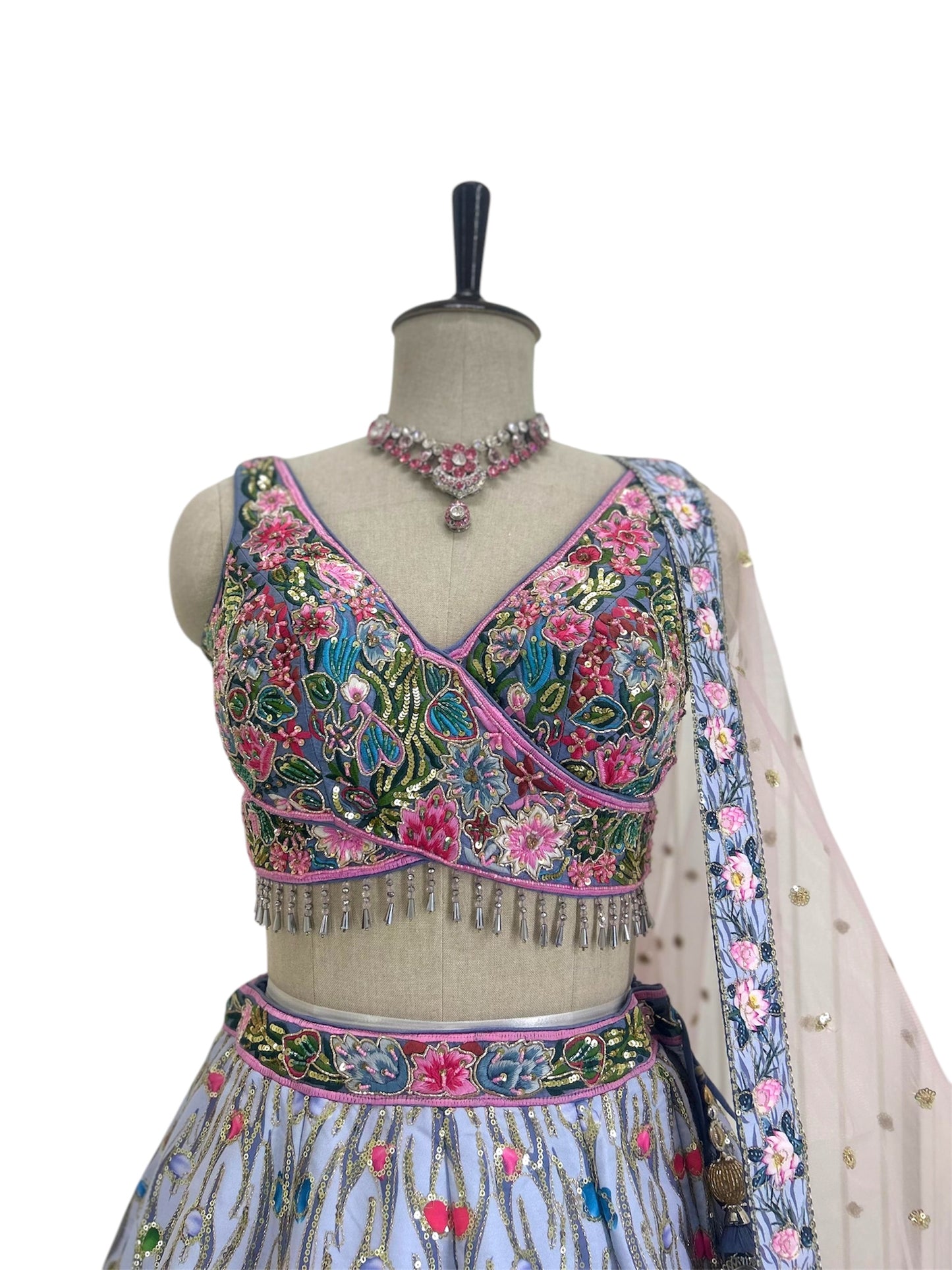 Floral Lehenga Choli with Multi Colored Embroidery