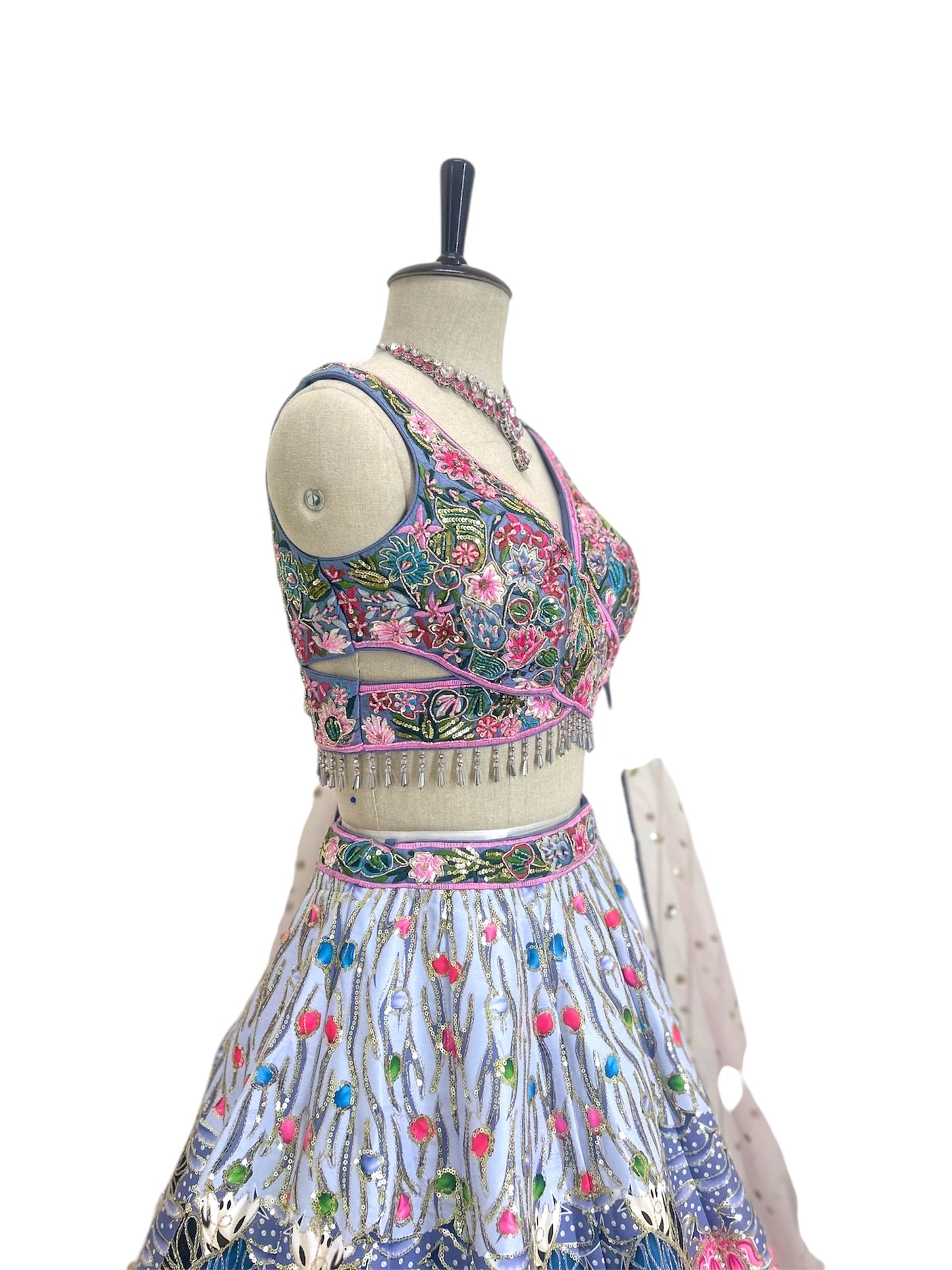 Floral Lehenga Choli with Multi Colored Embroidery