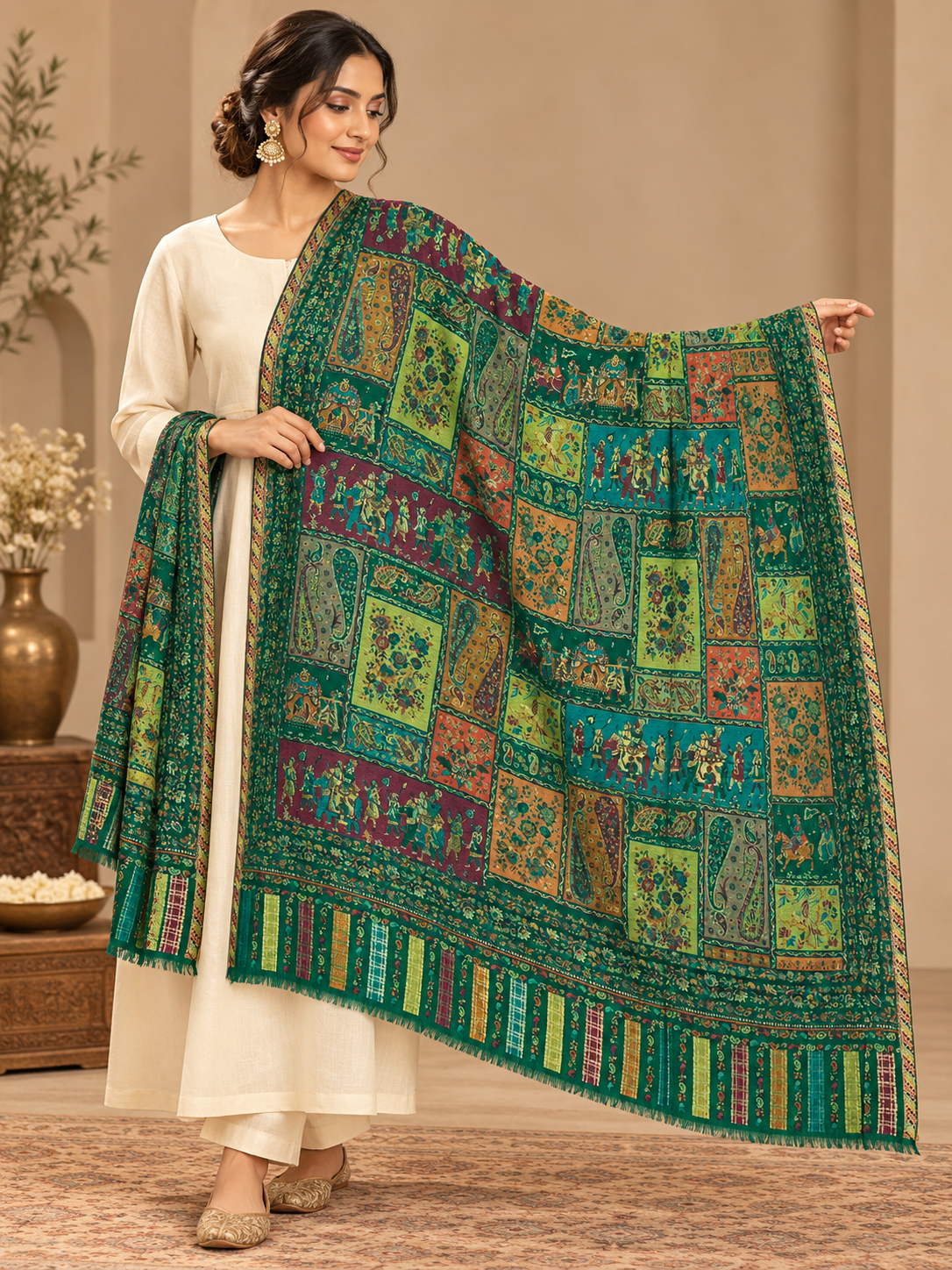 Emerald Green Heritage Shawl