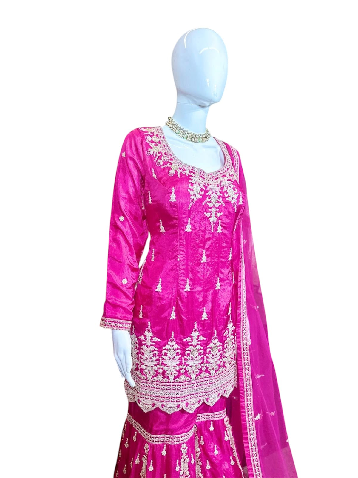 Hot Pink Handwork Sharara Suit