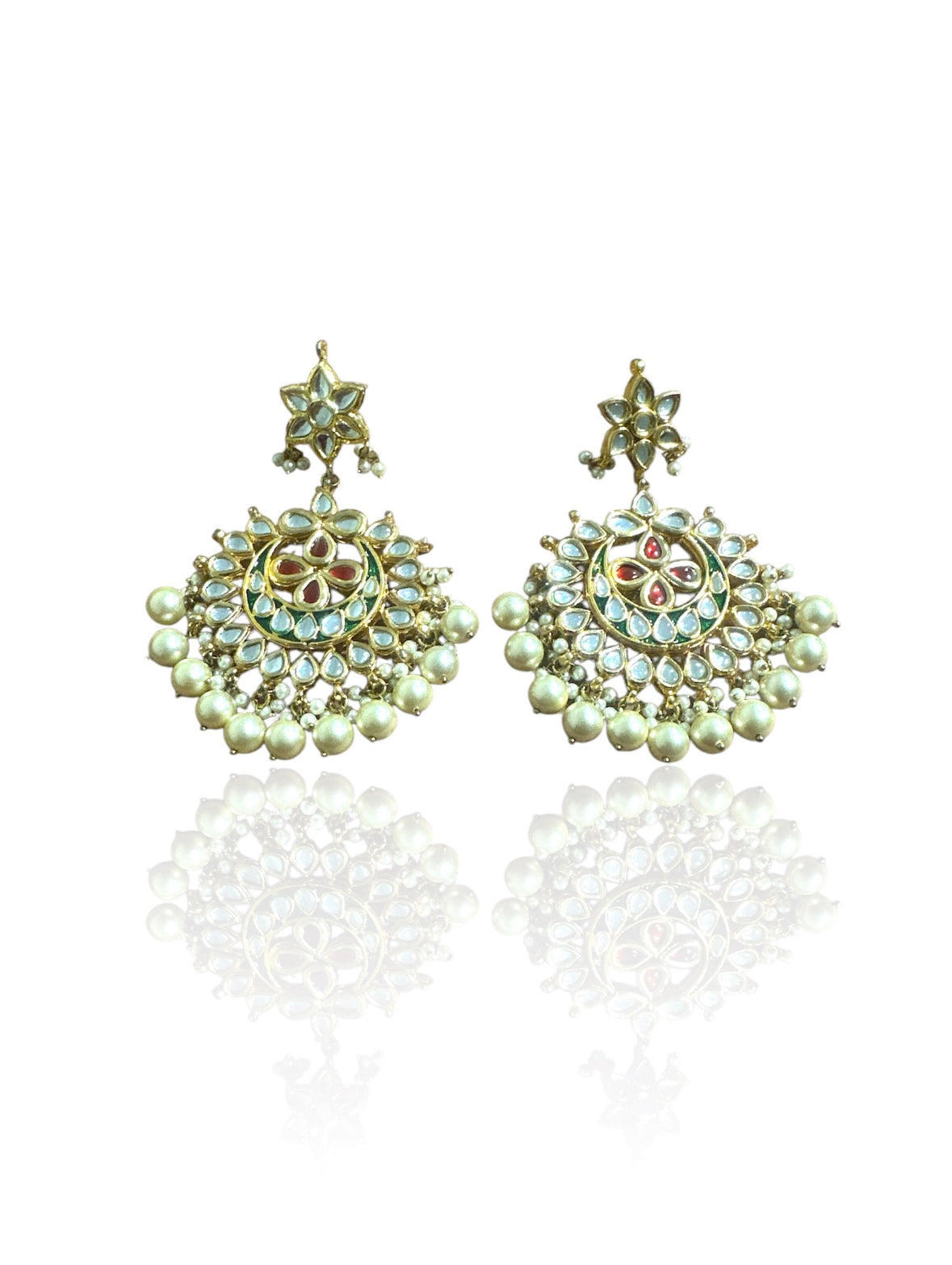White Pearl Kundan Earrings