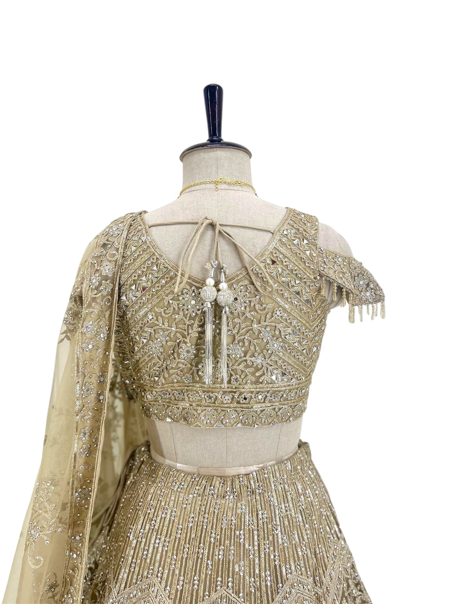Beige Gold Lehenga Set