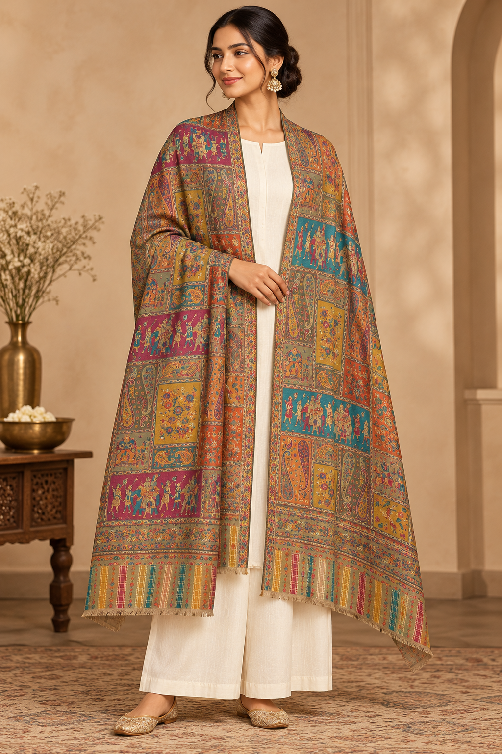 Multicolor Heritage work Shawl