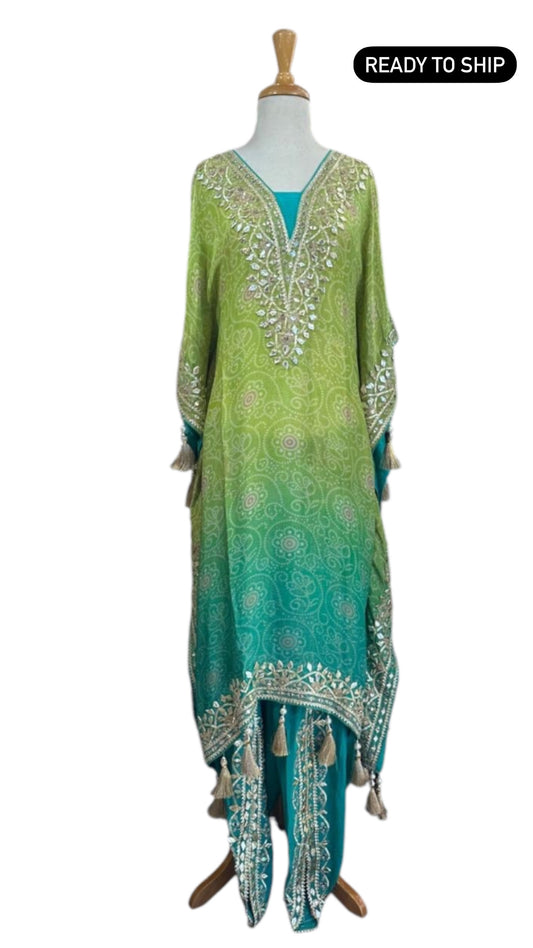 Ombre Green Kaftan