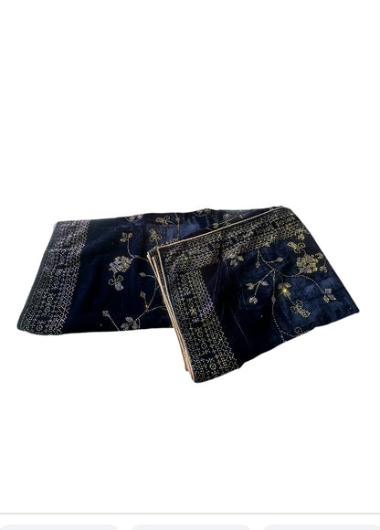 Black Sarvoski Work Velvet Shawl