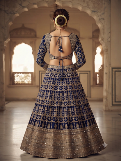 Navy Blue Handwork Lehenga Set