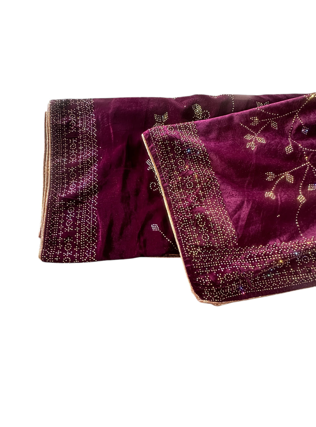 Wine Sarwoski Work Velvet Shawl