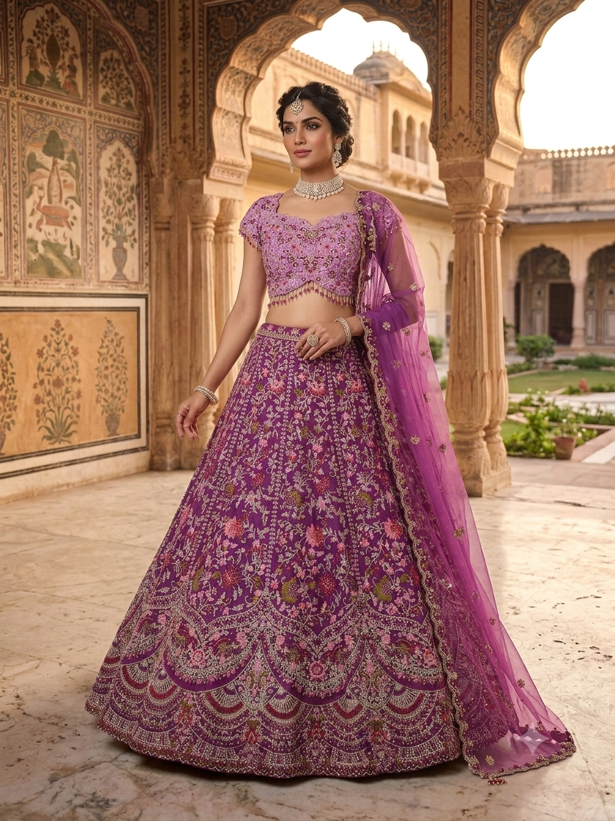 Hand Work Pink Lehenga Set