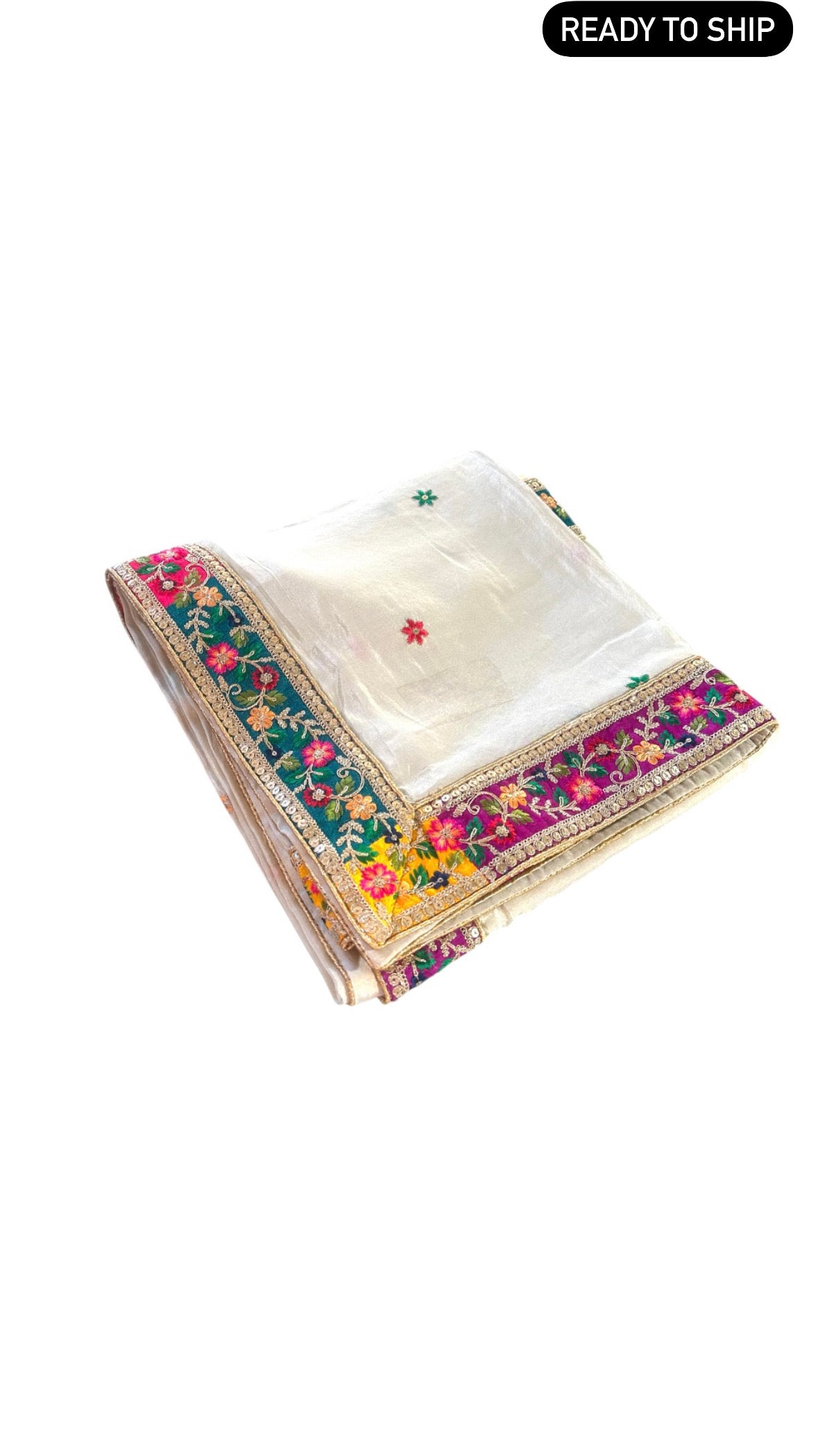 Multi Border Floral Shimmer Dupatta