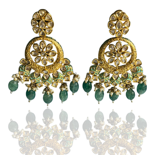 Green Kundan Earrings