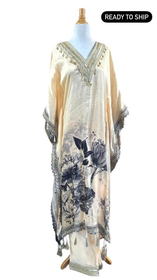 Glace Silk Floral Kaftan