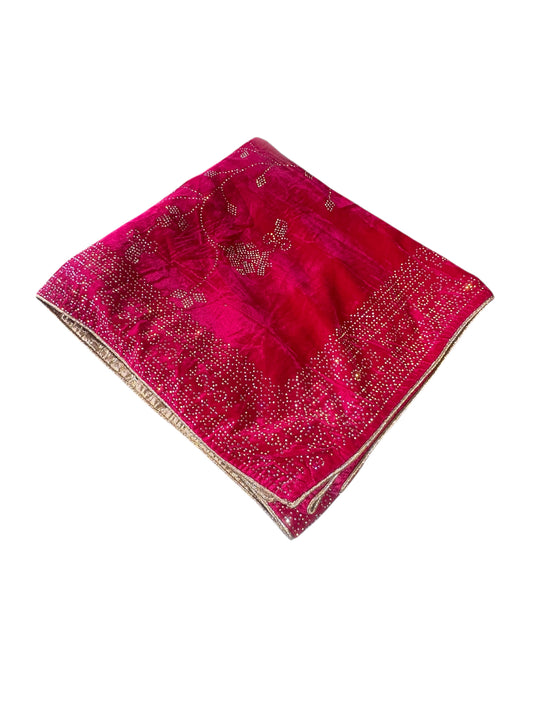 Hot Pink Sarwoski work Velvet Shawl