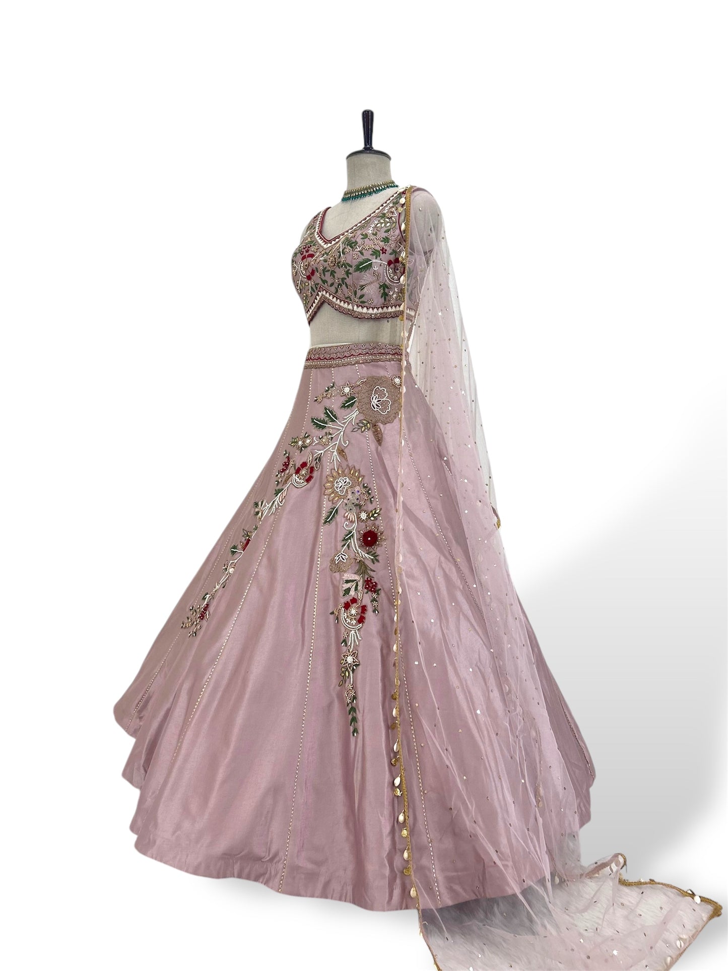 Off white Floral Embroidery Lehenga Set