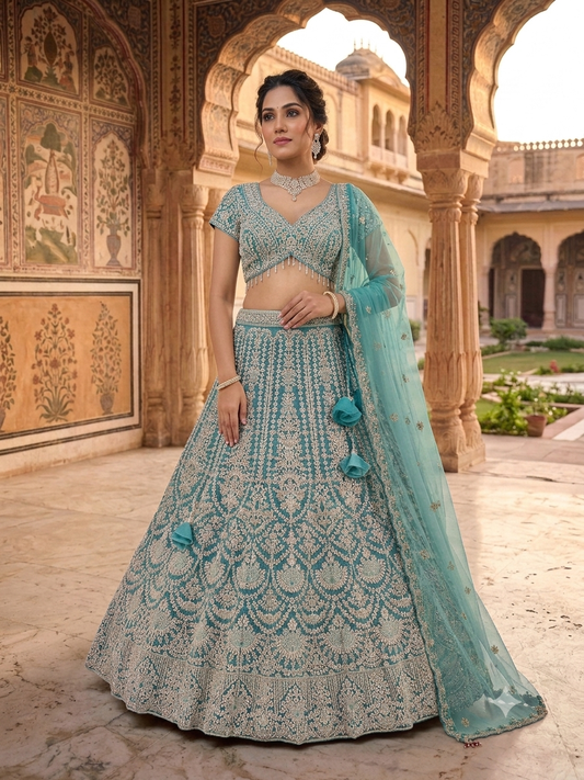 Sea Green Handwork Lehenga Set