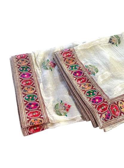 Multi Border Floral Embroidery Shimmer Dupatta