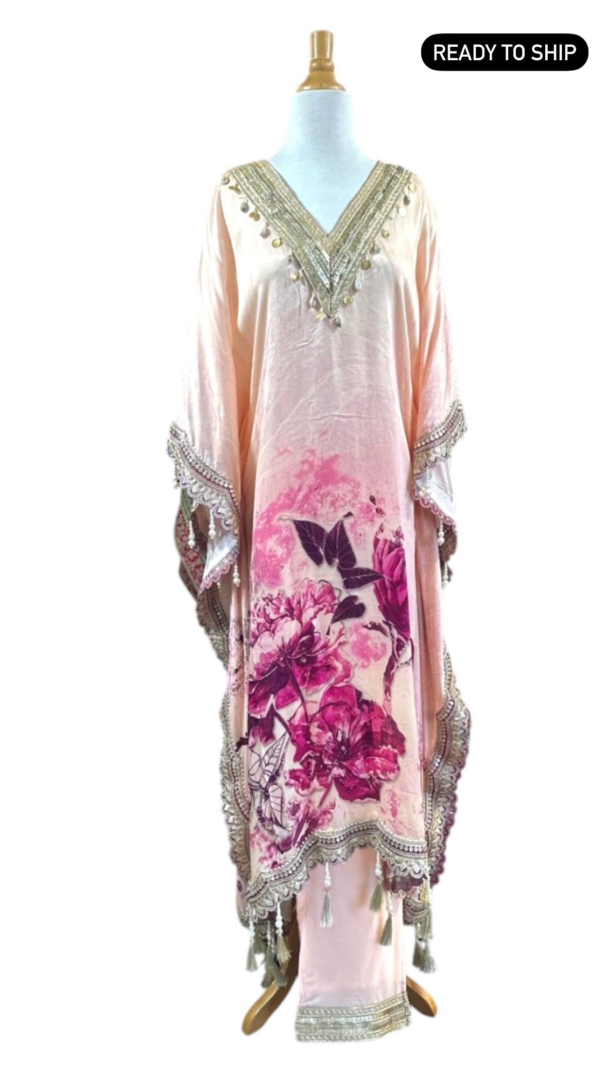 Glace Silk Floral Kaftan