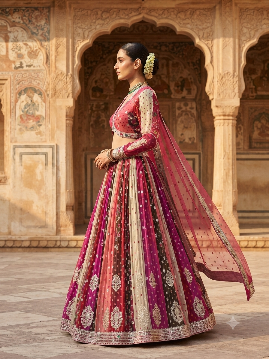 Multi-coloured Designer Lehenga Set