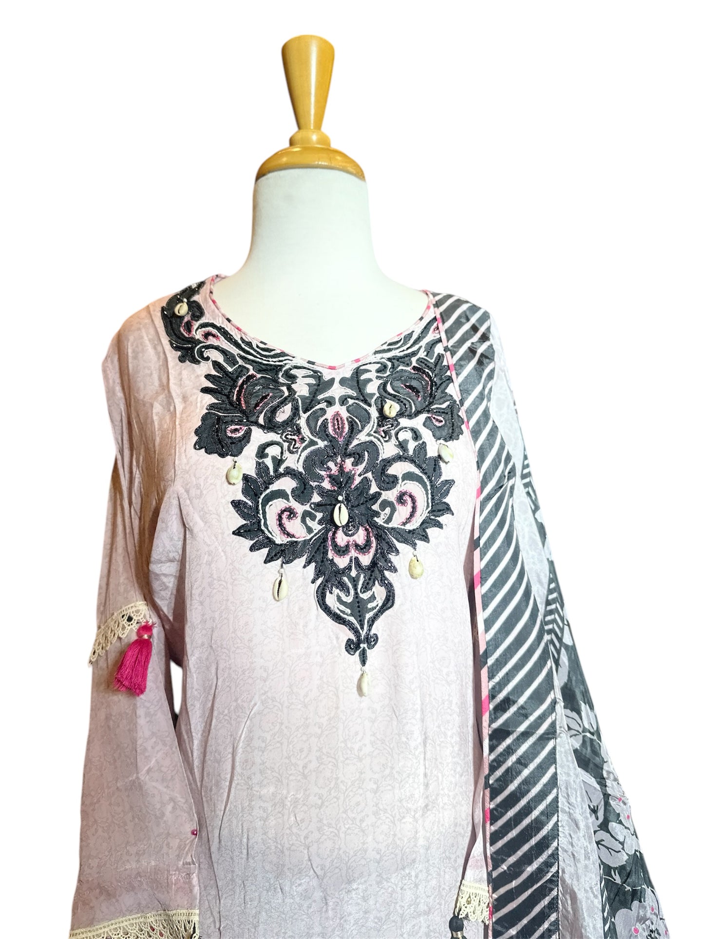 Black and White Embroidery Sharara Suit