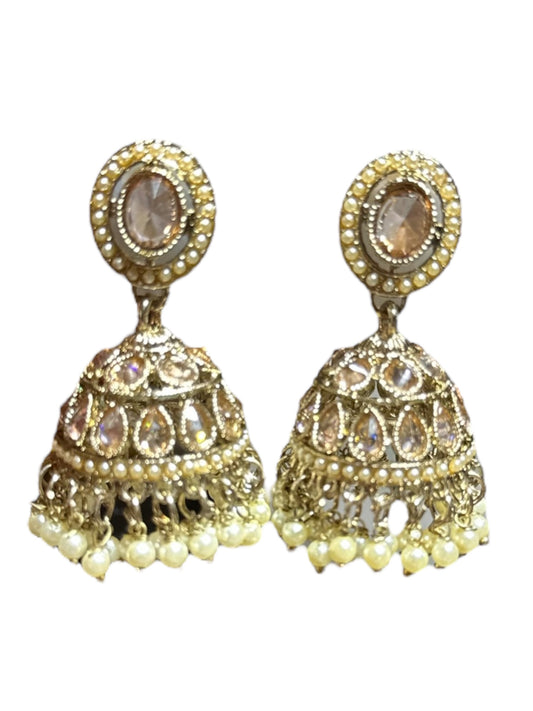 Gold Bead Jhumkas