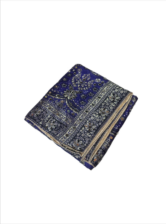 Navy Blue Banarsi Dupatta