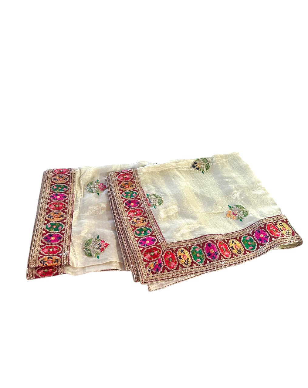 Multi Border Floral Embroidery Shimmer Dupatta