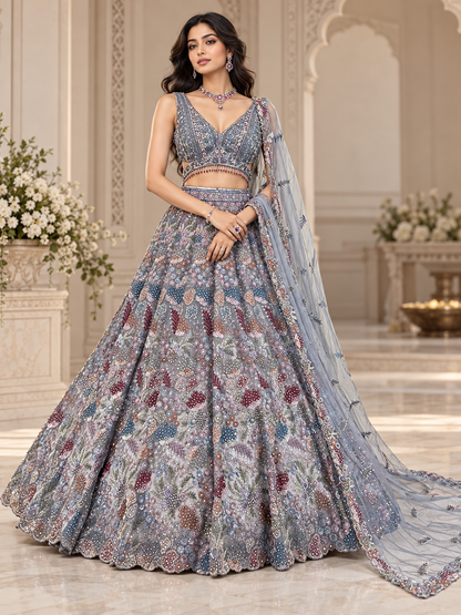 Elegant Grey Lehenga Choli Set