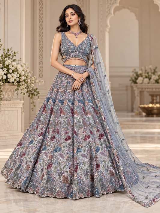 Elegant Grey Lehenga Choli Set