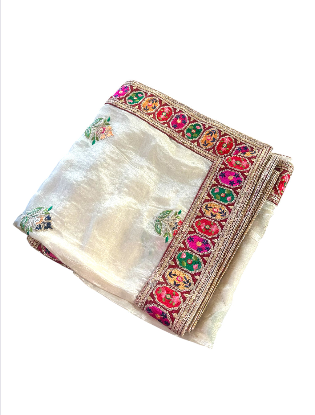 Multi Border Floral Embroidery Shimmer Dupatta