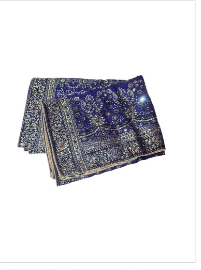 Navy Blue Banarsi Dupatta