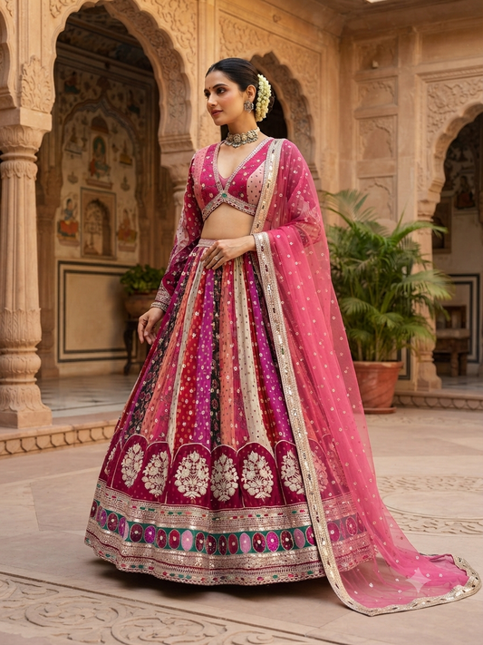 Multi-coloured Designer Lehenga Set