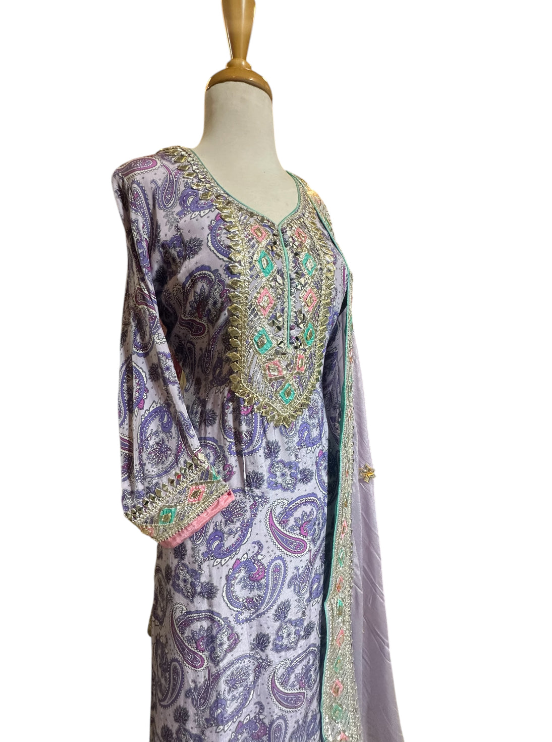 Gotta Patti Work Lavender Sharara Suit