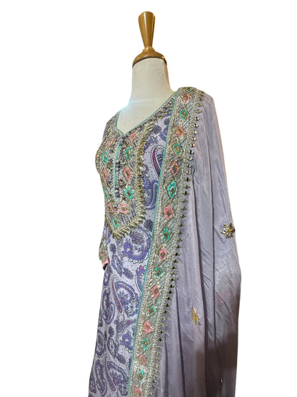 Gotta Patti Work Lavender Sharara Suit